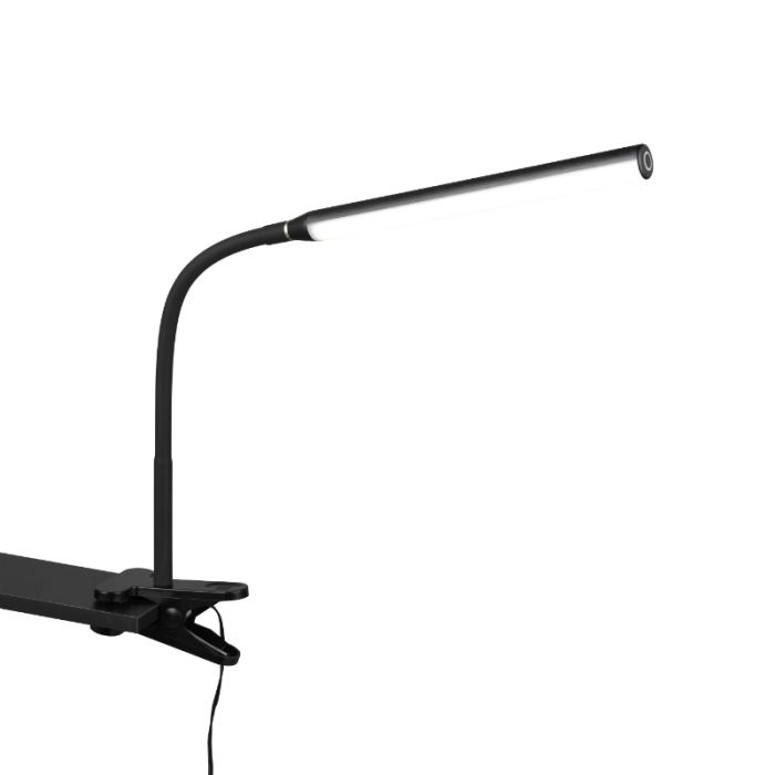 Sort klemmelampe modern, Rommert, 5W, varm til kold hvid justerbar LED, med beröringsdimmer