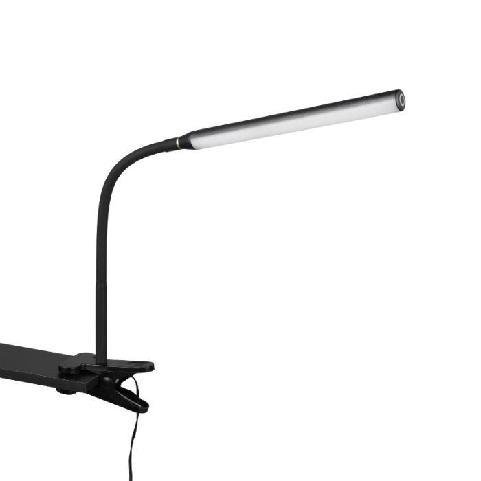Sort klemmelampe modern, Rommert, 5W, varm til kold hvid justerbar LED, med beröringsdimmer
