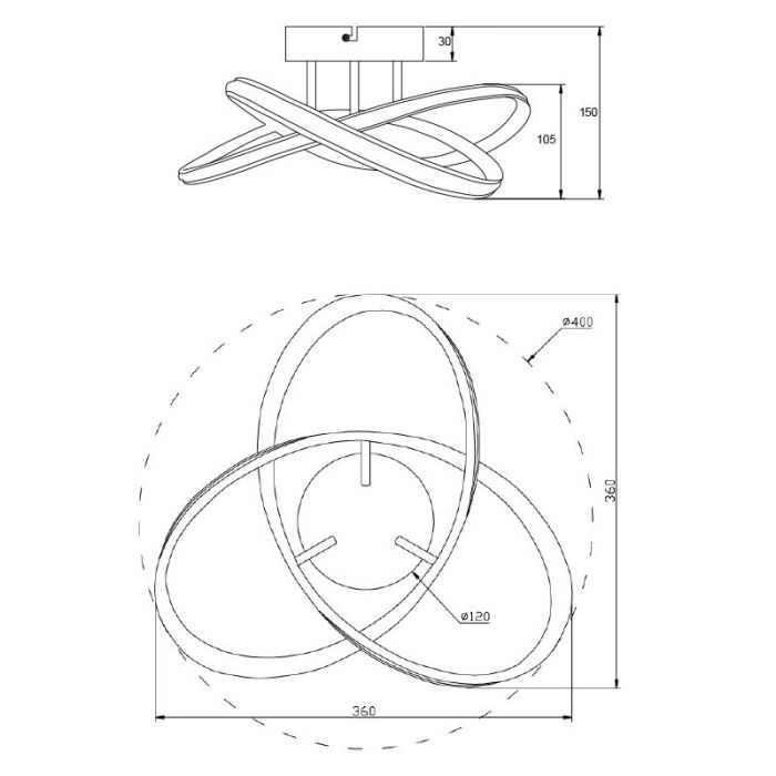 Hvid loftlampe design, Suat, 16W, 4000K LED