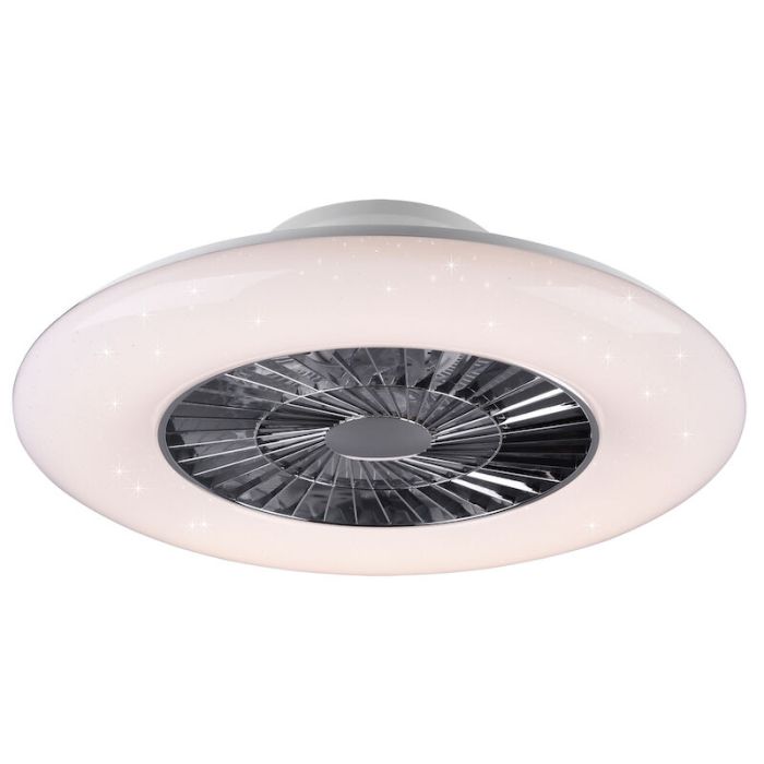 Krom loftventilator modern, Damia, 40W, varm til kold hvid justerbar LED, med fjärrkontroll