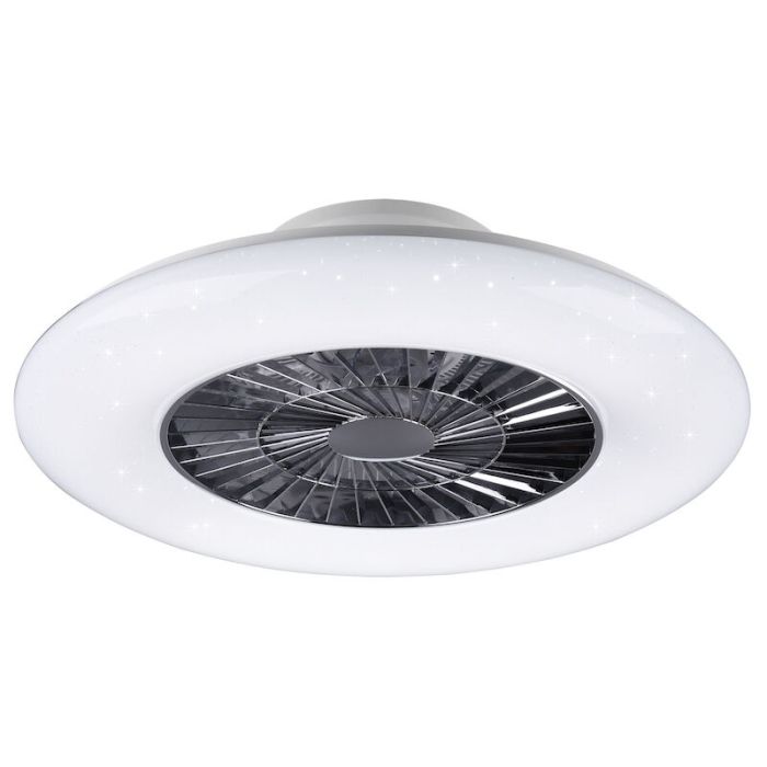 Krom loftventilator modern, Damia, 40W, varm til kold hvid justerbar LED, med fjärrkontroll