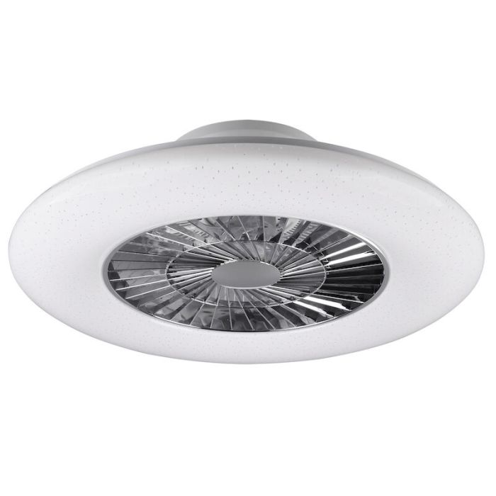 Krom loftventilator modern, Damia, 40W, varm til kold hvid justerbar LED, med fjärrkontroll