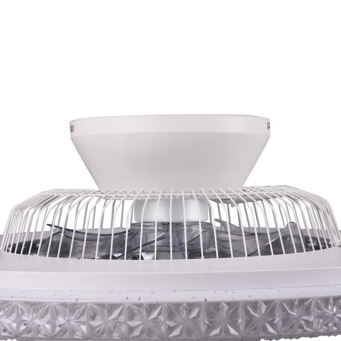 Krom loftventilator design, Damon, 40W, varm til kold hvid justerbar LED, med fjärrkontroll