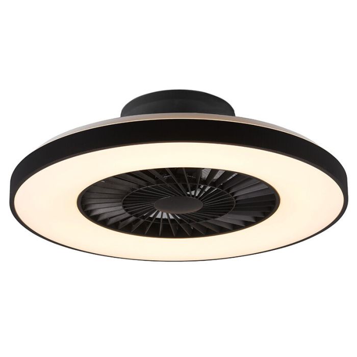 Sort loftventilator modern, Maurits, 40W, varm til kold hvid justerbar LED, med fjärrkontroll