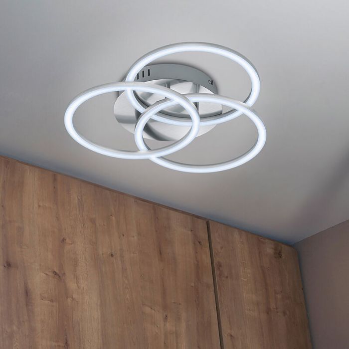 Nikkel plafond modern, Kobus, 27W, varm til kold hvid justerbar LED, med fjärrkontroll