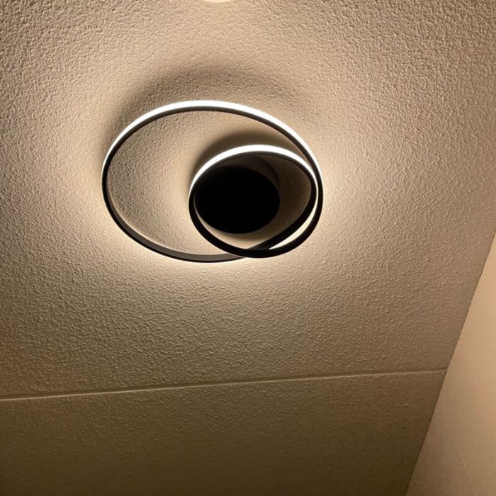 Sort plafond modern, Sassandra, 22W, 3000K LED, 3 trins lysdæmper