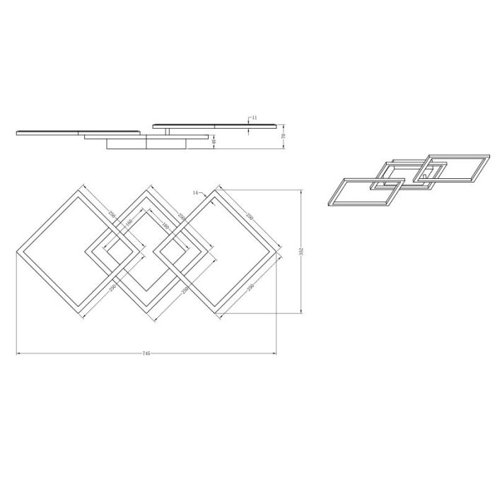 Sort plafond modern, Margaux, 31W, 3000K LED