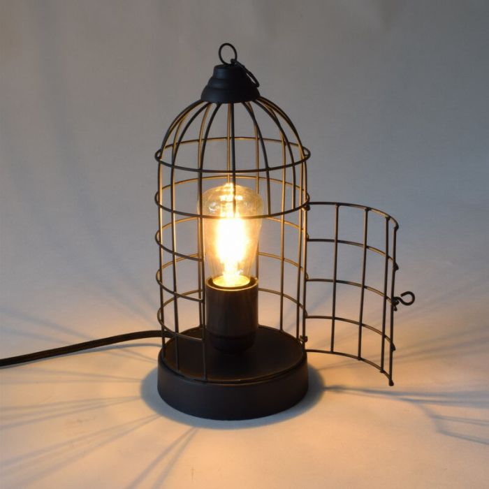 Industri bordlampe sort, Minca, med brytare