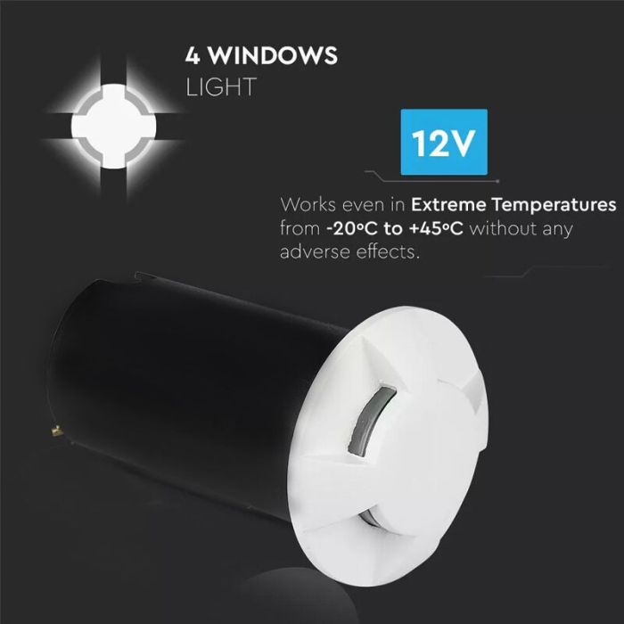 Modern nedgravningsspot hvid, Marcus, 1W, 3000K LED, IP67