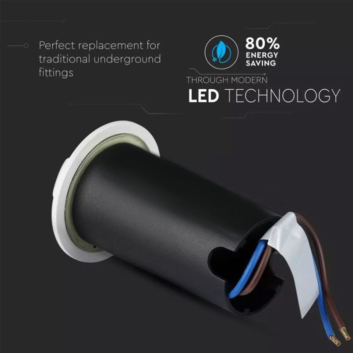 Modern nedgravningsspot hvid, Marcus, 1W, 3000K LED, IP67