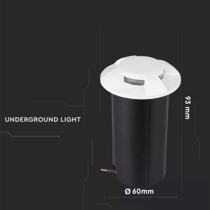 Modern nedgravningsspot hvid, Marcus, 1W, 3000K LED, IP67