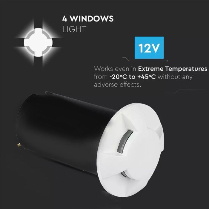 Modern nedgravningsspot hvid, Marcus, 1W, 6500K LED, IP67