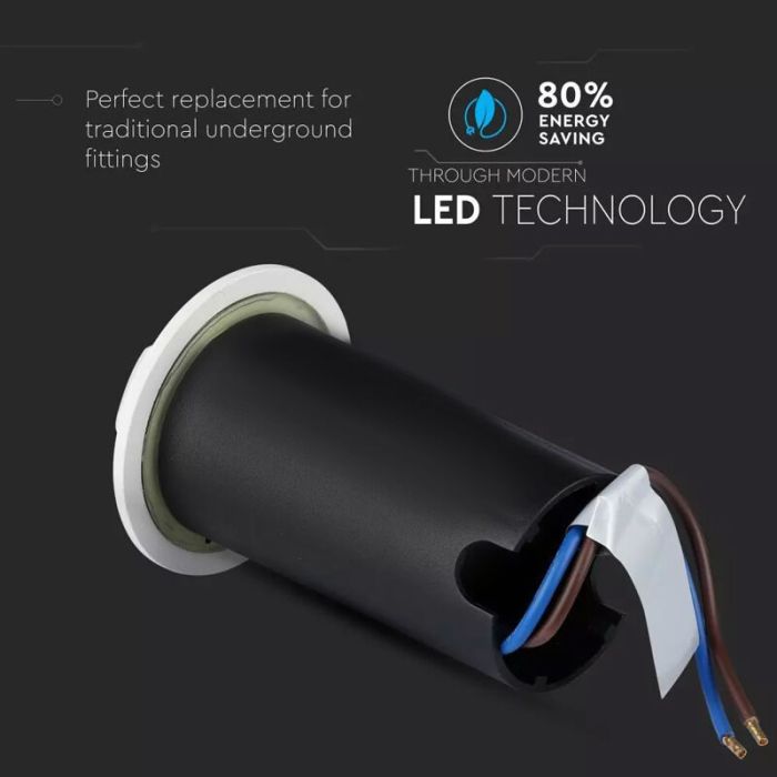 Modern nedgravningsspot hvid, Marcus, 1W, 6500K LED, IP67