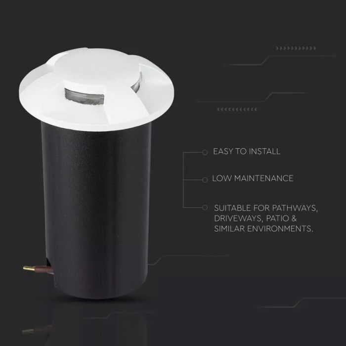 Modern nedgravningsspot hvid, Marcus, 1W, 6500K LED, IP67
