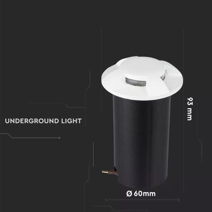 Modern nedgravningsspot hvid, Marcus, 1W, 6500K LED, IP67