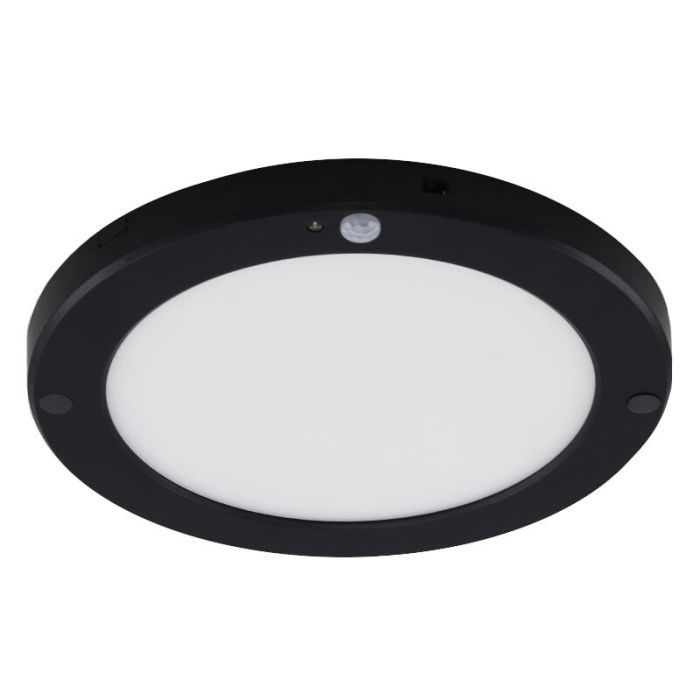 Plast loftslampe med sensor sort, Luan, 20W, 3000K LED