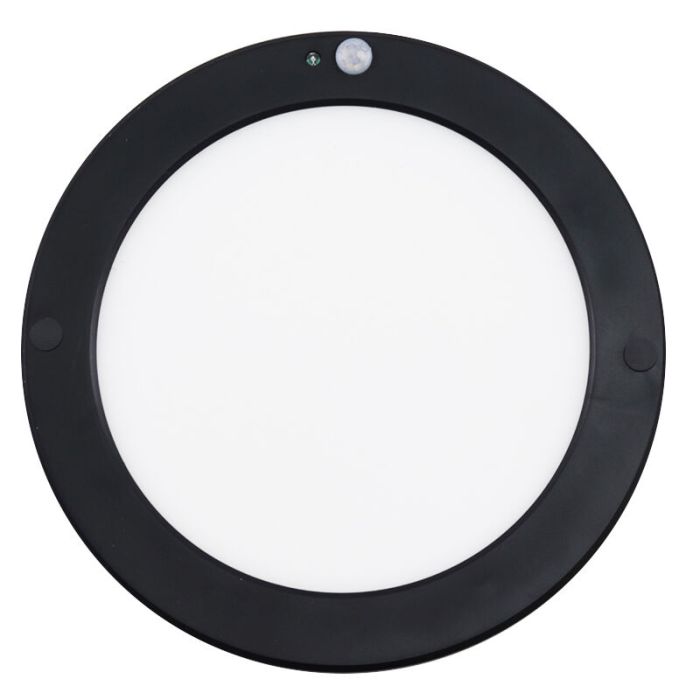 Plast loftslampe med sensor sort, Luan, 20W, 3000K LED