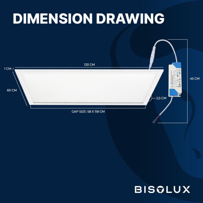 Bisolux Master LED 60x120 panel, 60W, 3000K