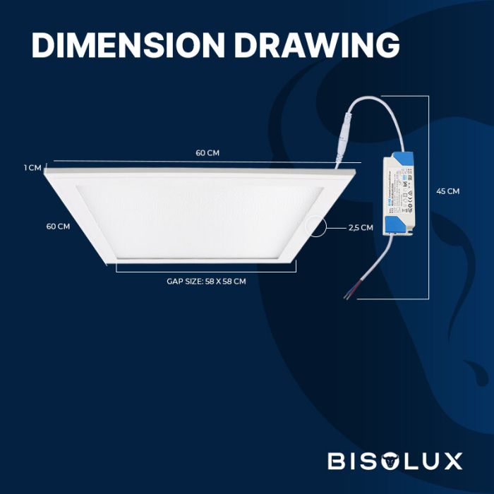 Bisolux Master LED 60x60 panel, 38W, 3000K