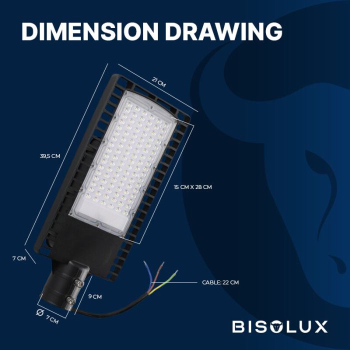 Bisolux LED gadebelysning Garry, 90W, 6000K, 5 års garanti