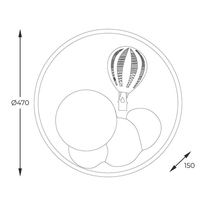 Metal loftlampe til børneværelse blå, Balloon, 42W, 3000K LED, 3 trins lysdæmper