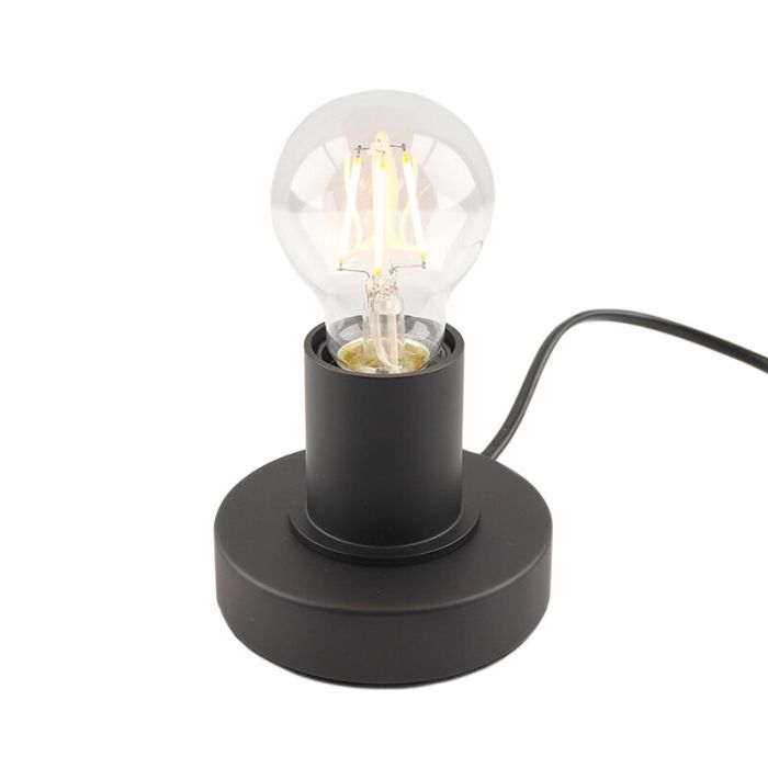 Modern bordlampe uden skærm sort, Rika, med brytare